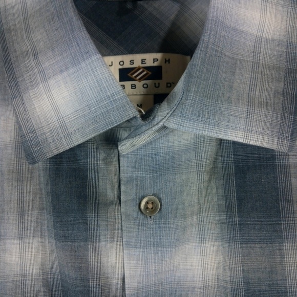Joseph Abboud Blue Plaid Button Front Shirt M - Picture 5 of 6